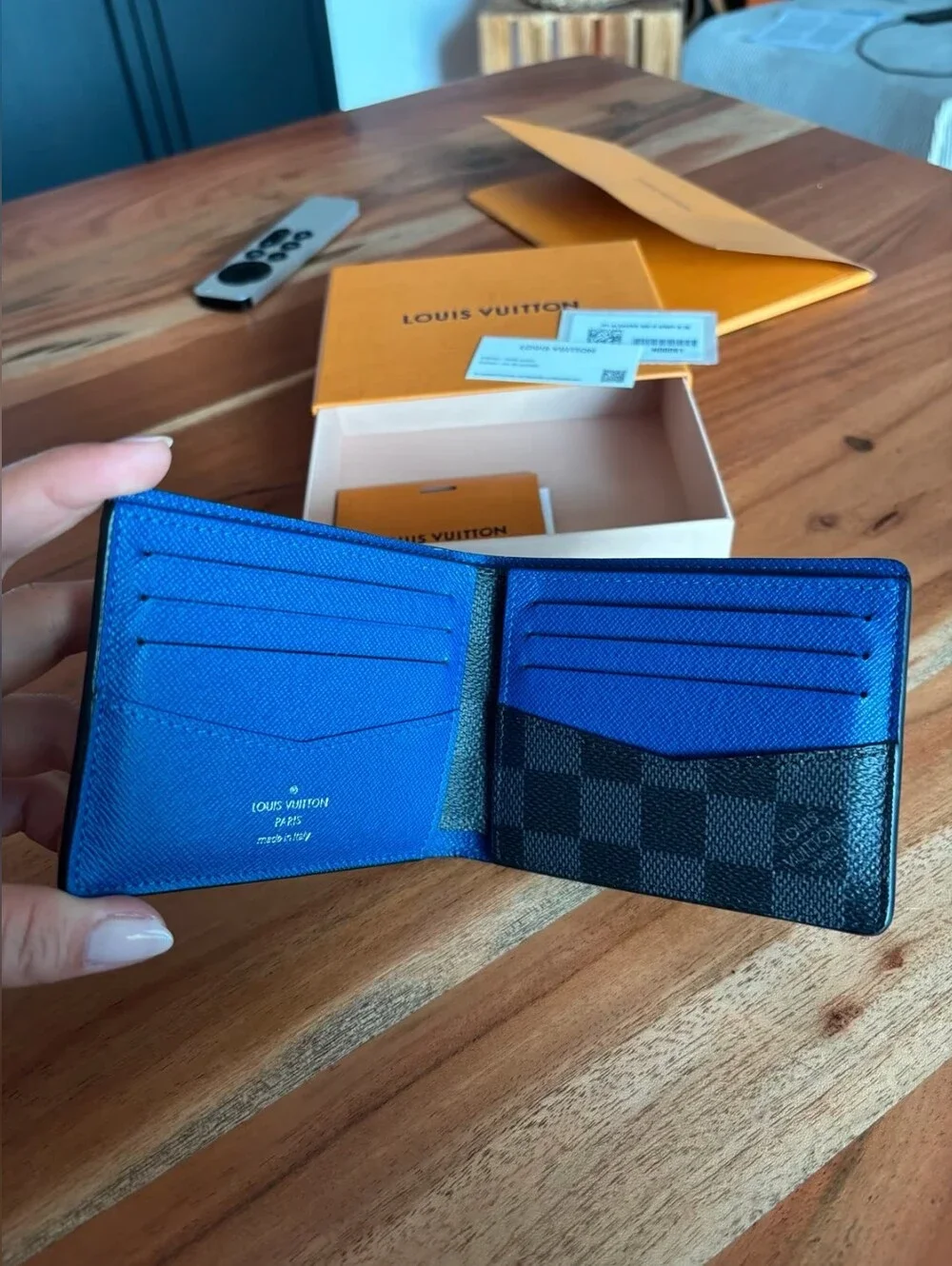 Louis Vuitton Blue and Black Damier Graphite Card Holder Wallet